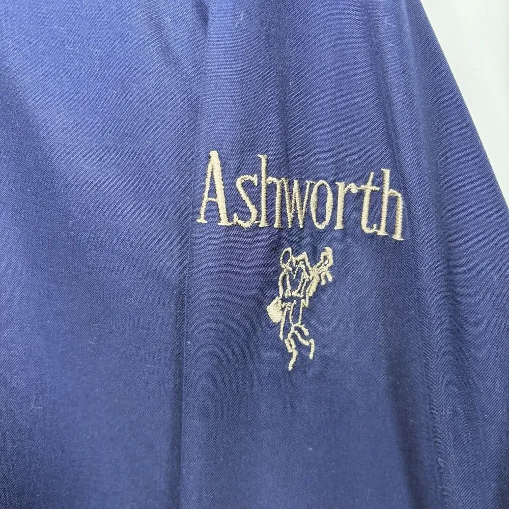 VTG Ashworth V Neck Pullover Windbreaker Jacket Mens XL Navy Beige Made In USA